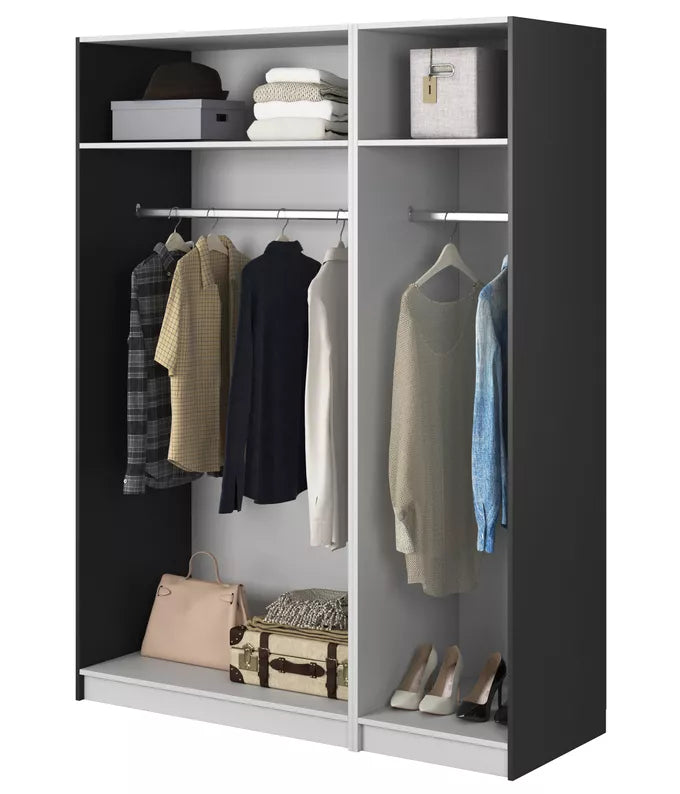 MEFRA Trīsdurvju skapis 150 cm, melns - N1 Home