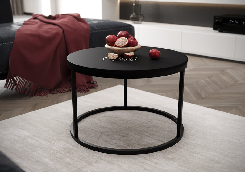 BELLO Apaļš kafijas galdiņš 60 cm, matēts melns - N1 Home