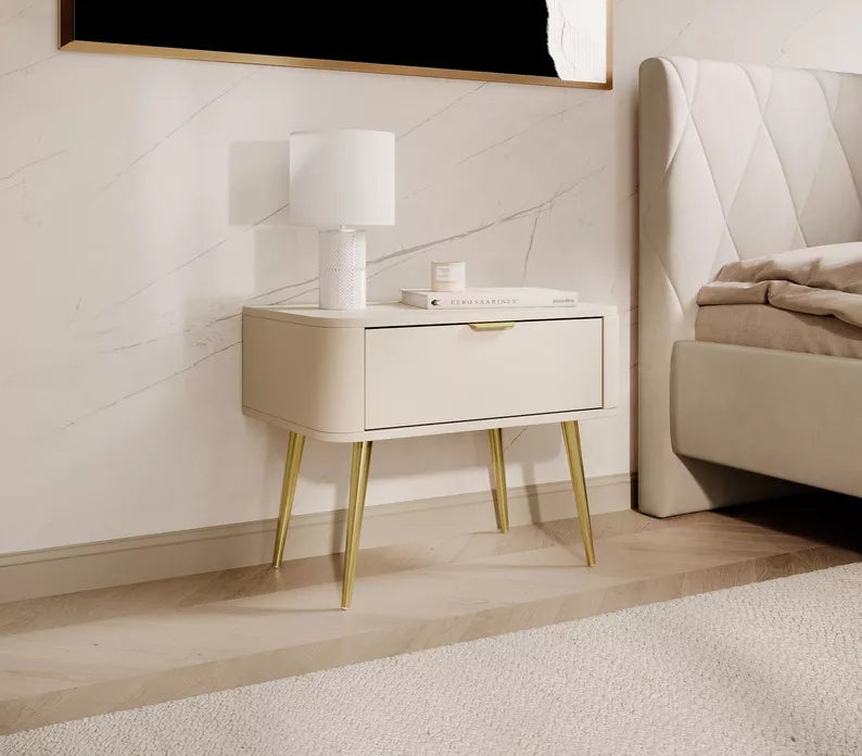 Naktsgaldiņš ar atvilktni Valo 49/63/38 cm bēšs - N1 Home