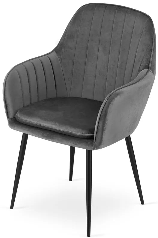 MERSYM Polsterēts krēsls no tumši pelēka samta - N1 Home