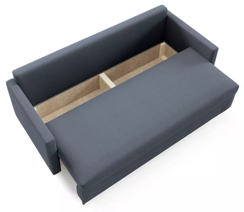 RAZO Dīvāns-gulta ar glabātuvii, tumši pelēks samts - N1 Home