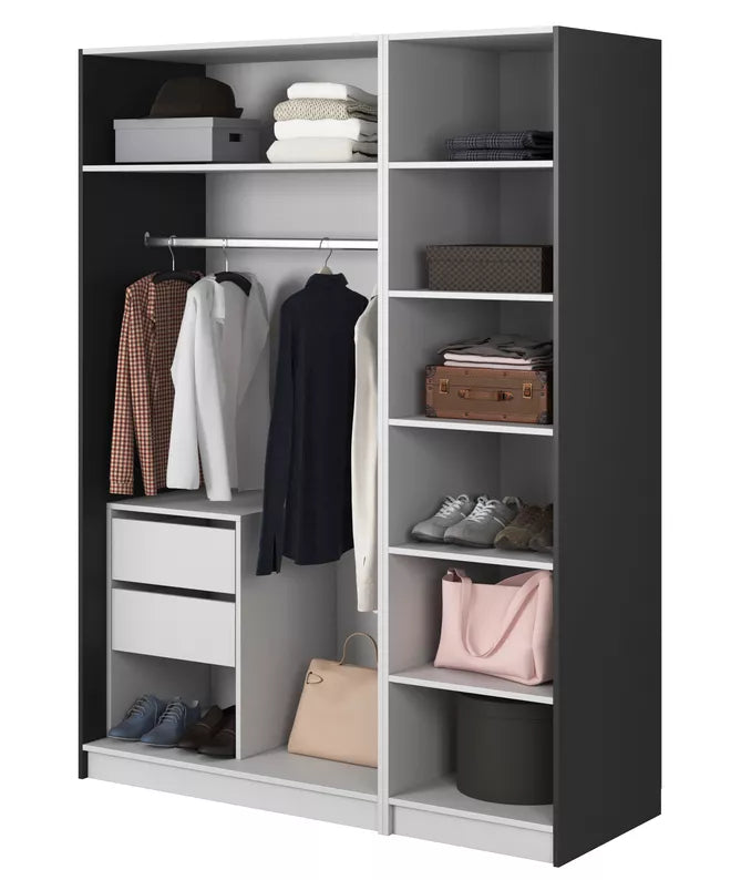 MEFRA Trīsdurvju skapis 150 cm, melns - N1 Home