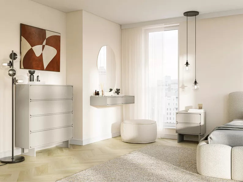 WEWE Naktsskapītis ar divām atvilktnēm, 50 cm, pelēki bēšs - N1 Home