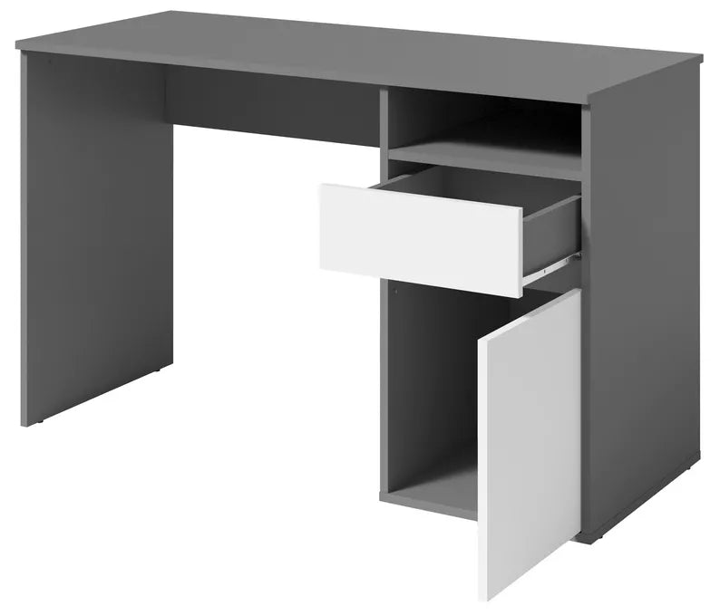 CILA Rakstāmgalds ar atvilktni un skapi 120 cm, grafīts / balts - N1 Home