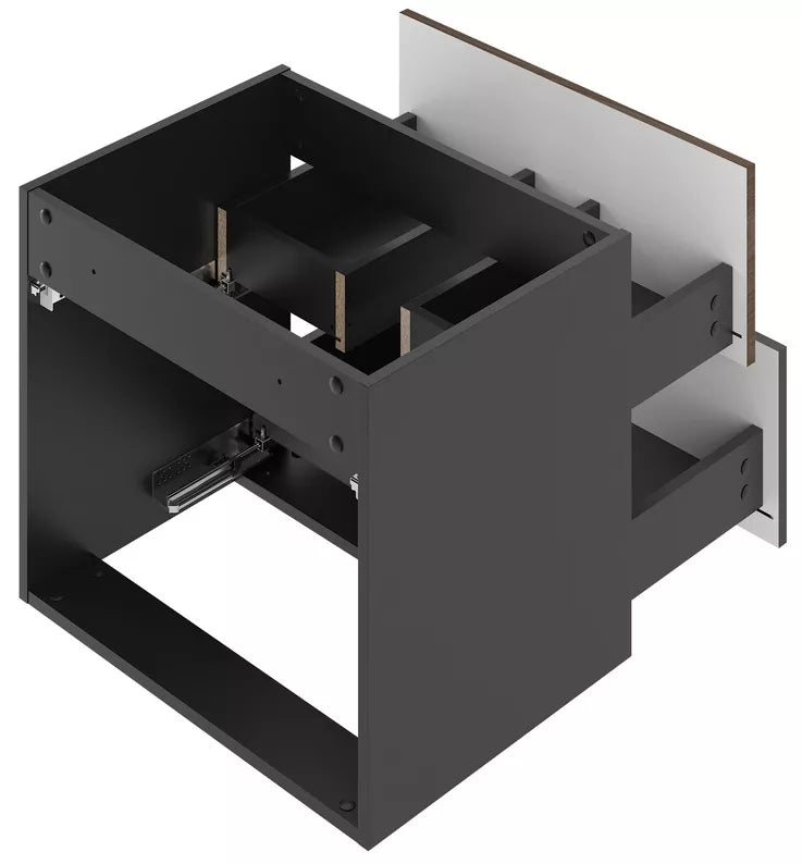 VELAV Vannas istabas komplekts ar diviem skapjiem un galda izlietnēm 120 cm, rievotas fasādes, matēts melns / riekstkoks - N1 Home