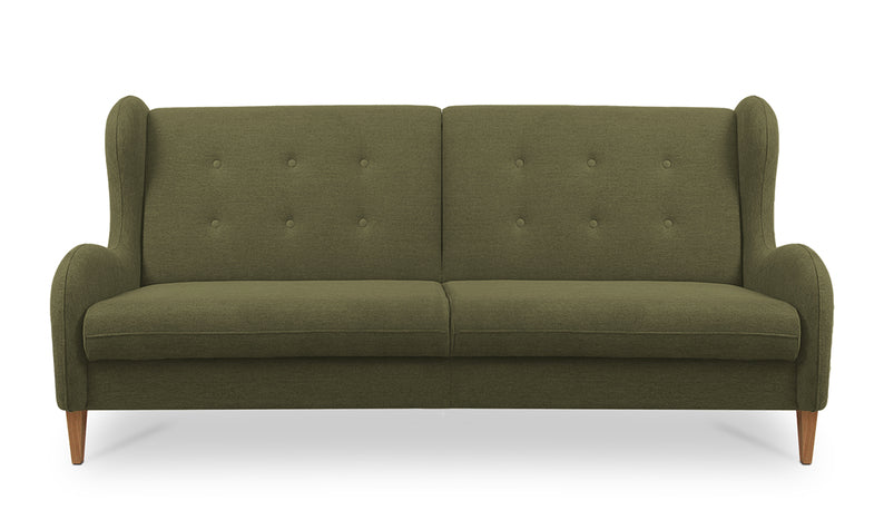 MUGI Atpūtas komplekts, dīvāns, divi atzveltnes krēsli un kāju krēsls, no hidrofobiskā velūra auduma, gaišas koka kājas - N1 Home