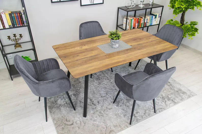 MERSYM Polsterēts krēsls no tumši pelēka samta - N1 Home