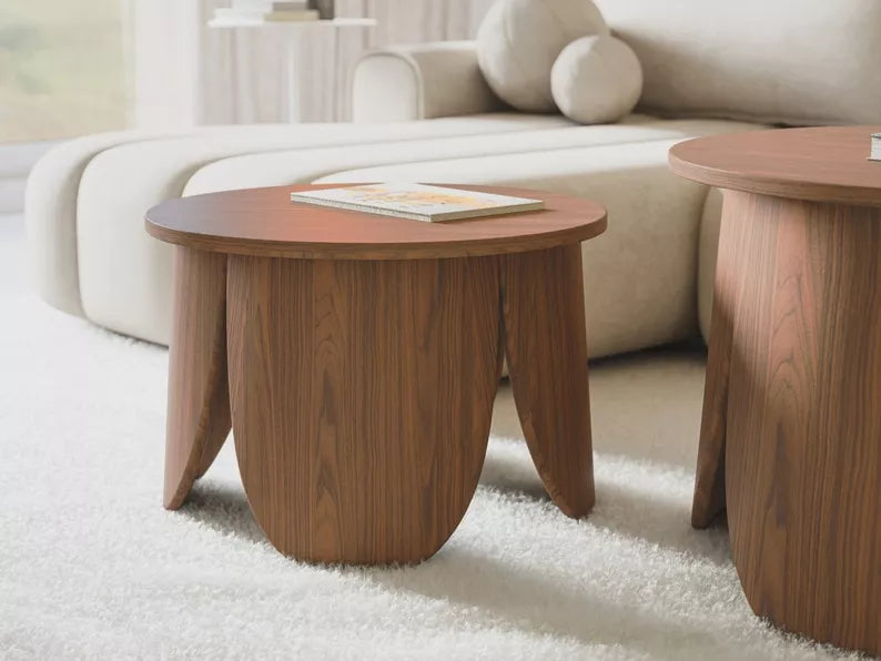 VIALIV Apaļš kafijas galdiņš, diametrs 80 cm, riekstkoks - N1 Home