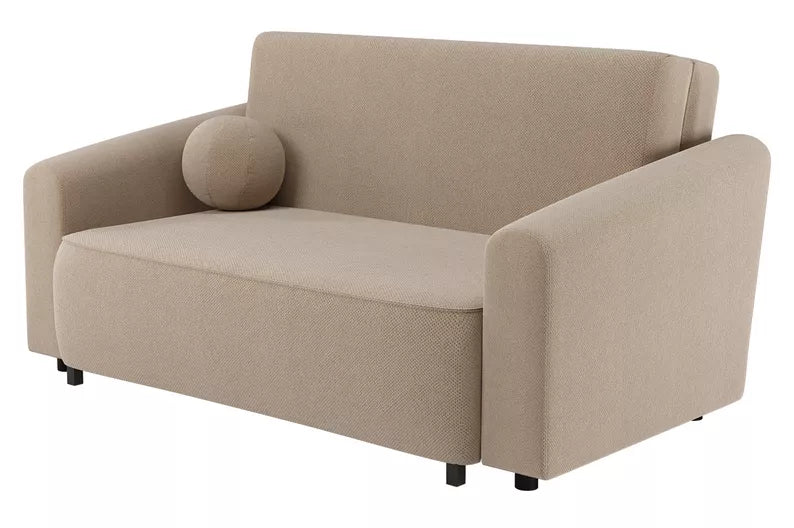 VIOSTE Divvietīgs dīvāns, 130 cm, ar glabātuvi, bēšs hidrofobs šenils - N1 Home