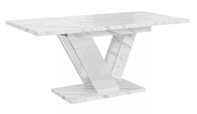 BAJDU Izvelkamais galds 120-160x80 cm, balts marmors - N1 Home