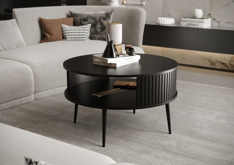 DIVIANO Apaļš kafijas galdiņš 76 cm, matēts melns - N1 Home