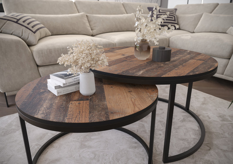 BELLO Divu kafijas galdiņu komplekts, apaļš, 80 un 60 cm, vecais stils - N1 Home