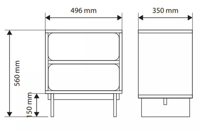 WEWE Naktsskapītis ar divām atvilktnēm, 50 cm, pelēki bēšs - N1 Home