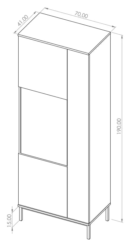 RILAPE Divdurvju vitrīnas skapis 70 cm, balts - N1 Home