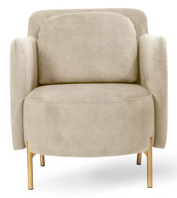 VENESE Kausa krēsls, bēšā krāsā, viegli tīrāms samts ar zeltainām kājām - N1 Home