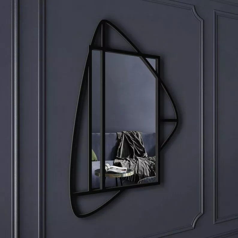 LUCME Sienas spogulis 95x69 cm melnā rāmī - N1 Home