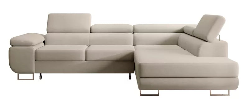 VILSTEV L-formas stūra dīvāns ar gulēšanas funkciju, ar konteineru, pelēks viegli tīrāms samts, kreisa/laba puse - N1 Home