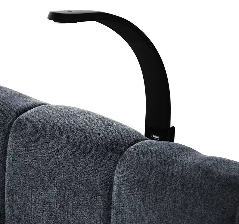 NUNA Kontinentālā gulta 140/160/180x200 cm ar matraci, glabātuvi un LED apgaismojumu, tumši pelēks samts - N1 Home