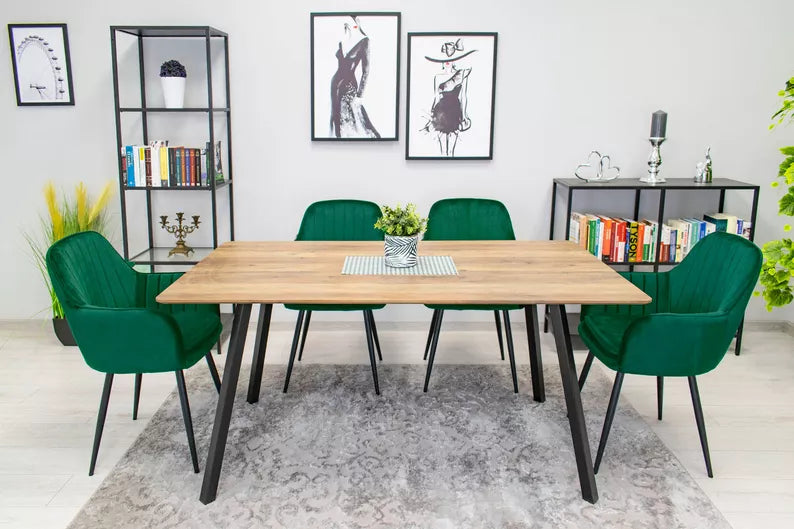 MERSYM Polsterēts krēsls no tumši zaļa samta - N1 Home