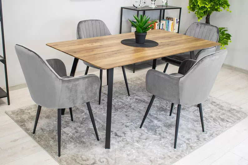 MERSYM Polsterēts krēsls no tumši pelēka samta - N1 Home