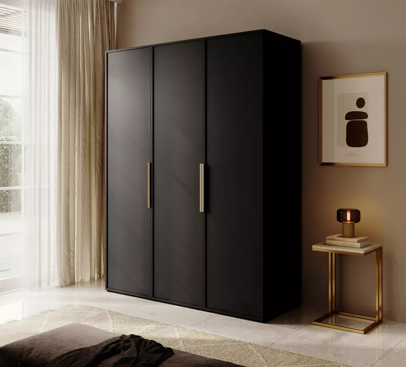 MEFRA Trīsdurvju skapis 150 cm, melns - N1 Home