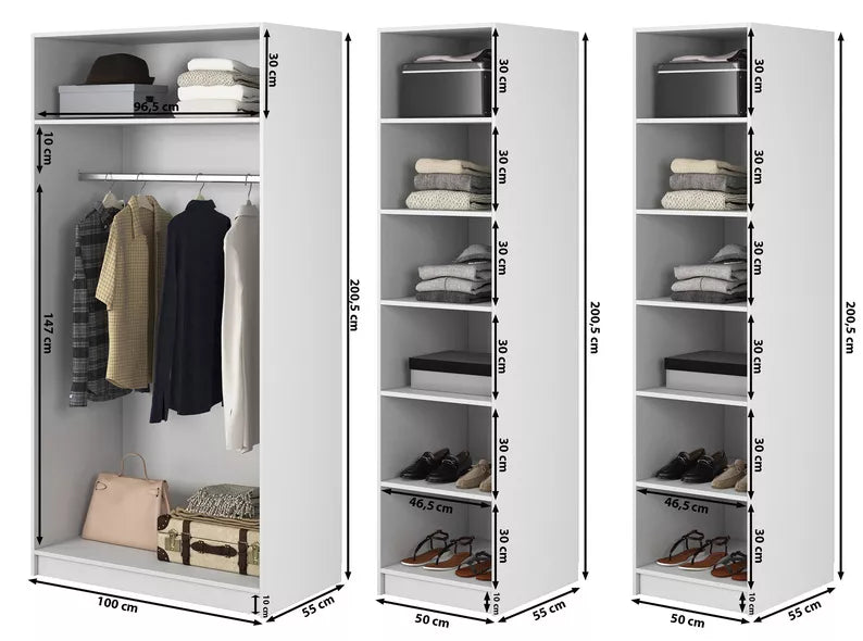 MEFRA Četrdurvju skapis 200 cm, melns - N1 Home