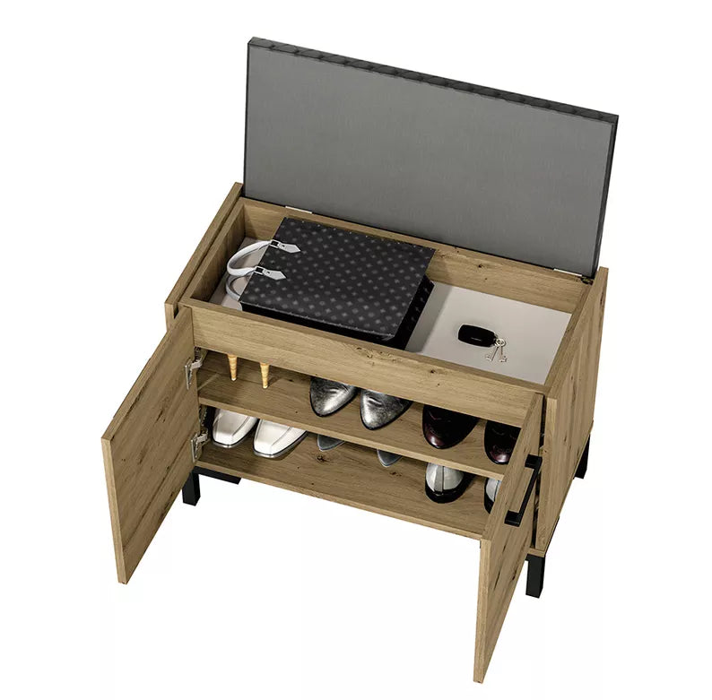 LARTI Apavu skapis 70 cm ar sēdekli, amatnieka ozols - N1 Home