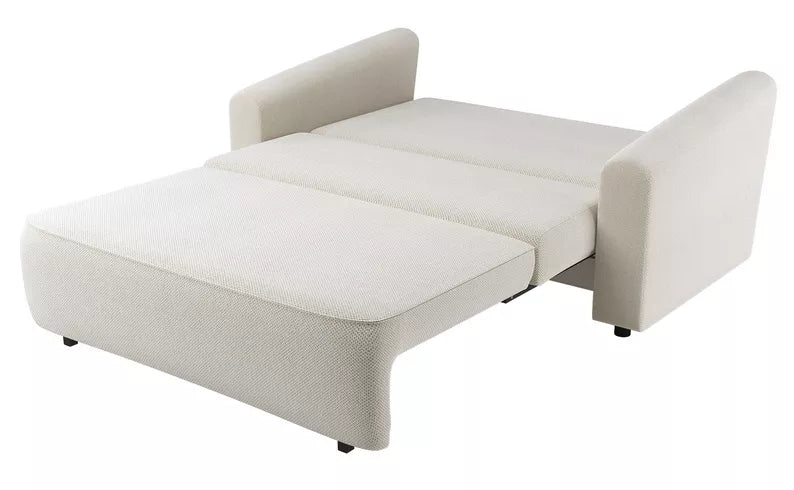 VIOSTE Divvietīgs dīvāns, 130 cm, ar glabātuvi, krēmkrāsas hidrofobs šenils - N1 Home