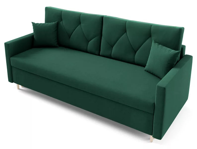 RAZO Dīvāns-gulta ar glabātuvii, zaļš samts - N1 Home