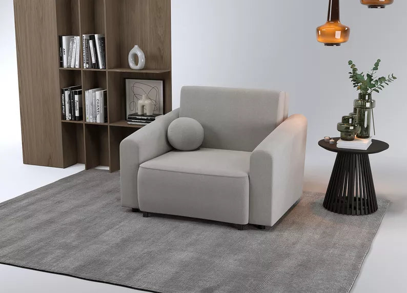 VIOSTE Atzveltnes krēsls ar glabātuvi, pelēks hidrofobs šenils - N1 Home