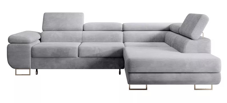 VILSTEV L-formas stūra dīvāns ar gulēšanas funkciju, ar konteineru, gaiši pelēks velvets, kreisa/laba puse - N1 Home