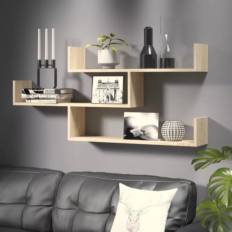 RASSI Trīs līmeņu gaišs ozols plaukts - N1 Home