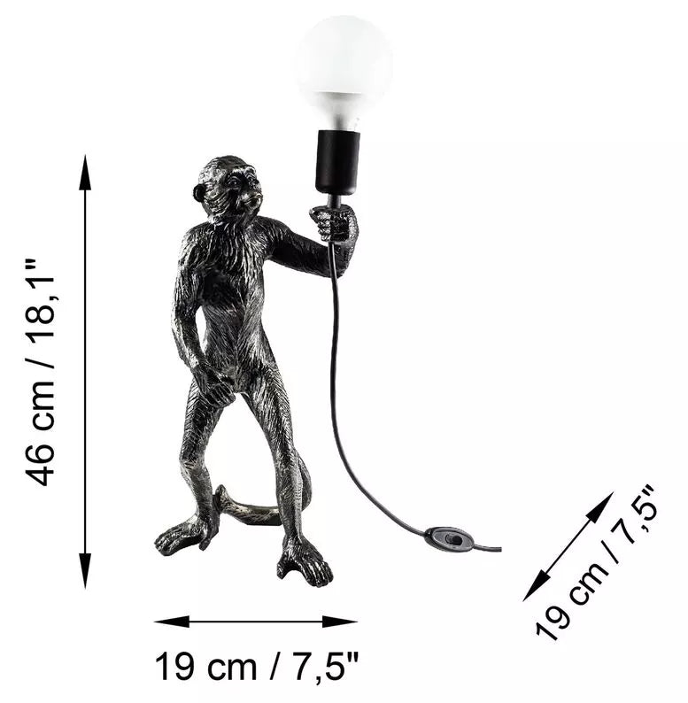 FITZPROF Galda lampa ar mērkaķi, melna - N1 Home