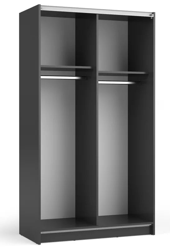 DIAFO Divdurvju bīdāmais skapis ar spoguli, 100 cm, melns - N1 Home