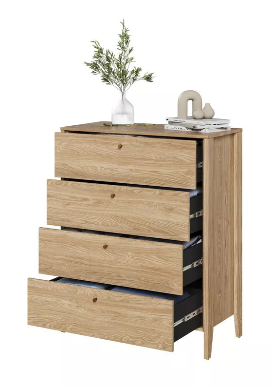 ZOCY Kumode ar četrām atvilktnēm, 92 cm, eļļots ozols - N1 Home