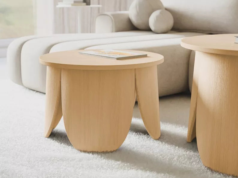 VIALIV Apaļš kafijas galdiņš, diametrs 80 cm, dabīgs ozols - N1 Home