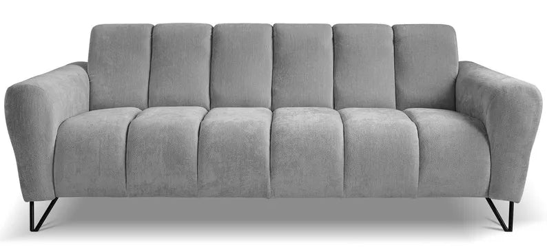 LAREVO Trīsvietīgs dīvāns, pelēks šenils - N1 Home