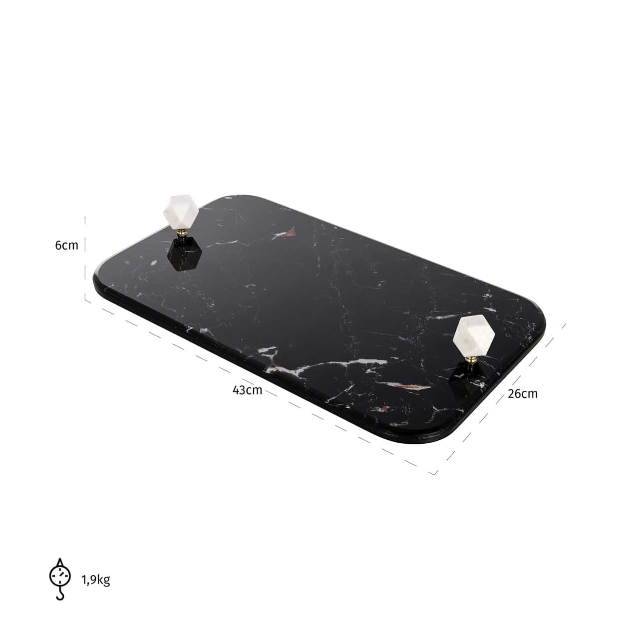 Paplāte Yaya Richmond Interiors 25/43/6 cm melns