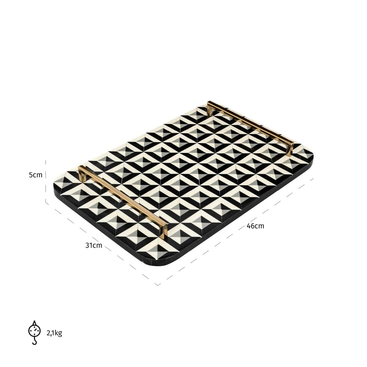 Paplāte Birte Richmond Interiors 31/46/5 cm melns/balts