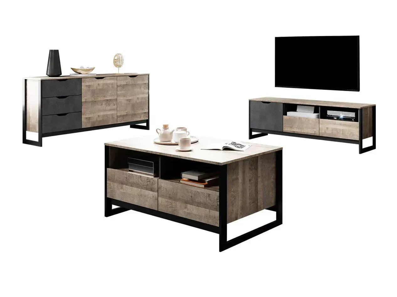 Kumode Ardi 161/78,6/39,6 cm ozols, smilšu krāsas, grunge/matera - N1 Home