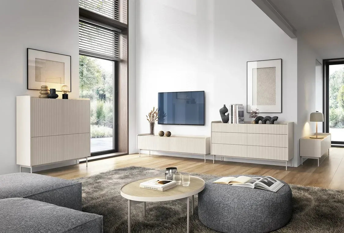 Kumode Leve 153/82/38 cm bēšš/skandi ozols - N1 Home