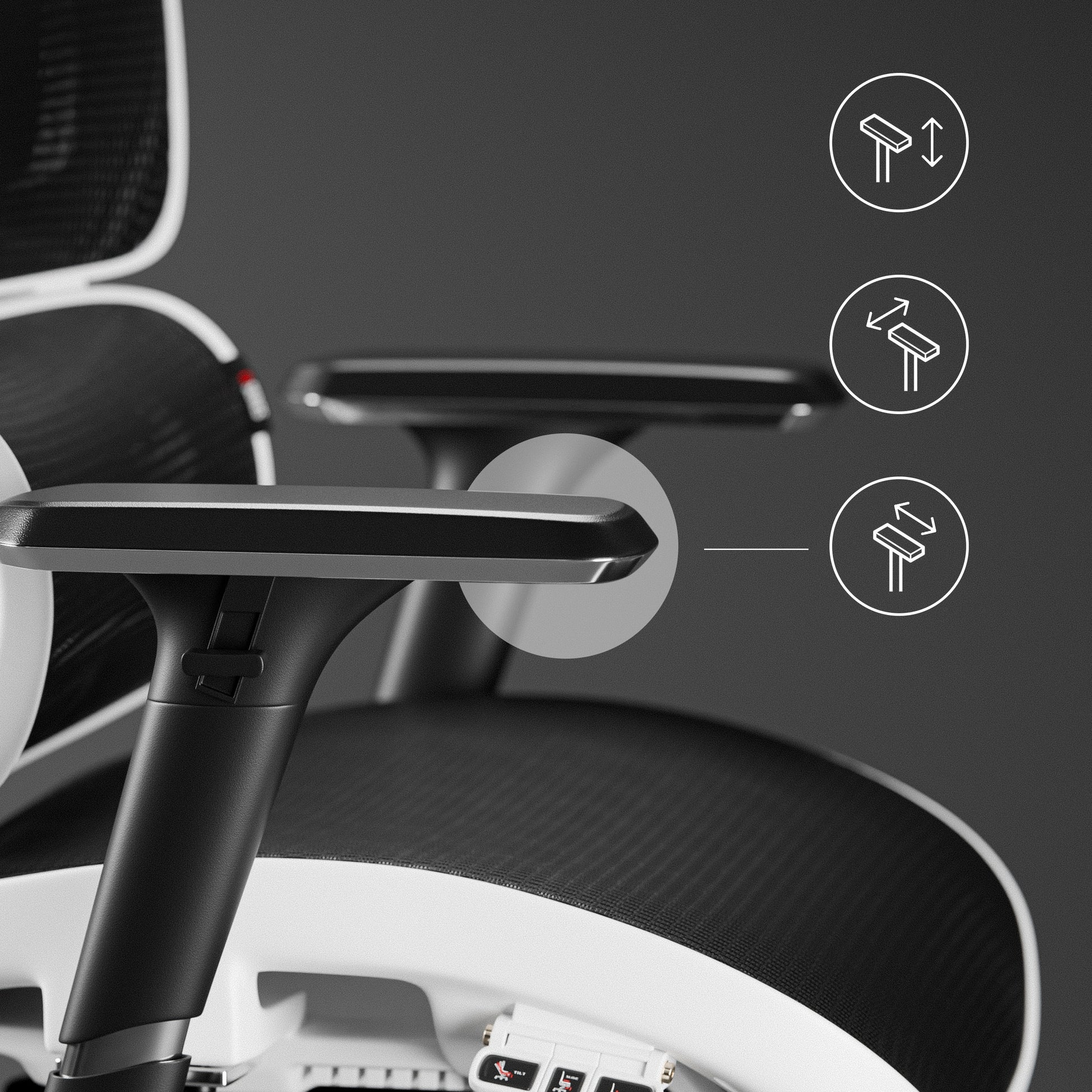 Krēsls V - Co 126-137/69/49,5 cm melns/balts - N1 Home