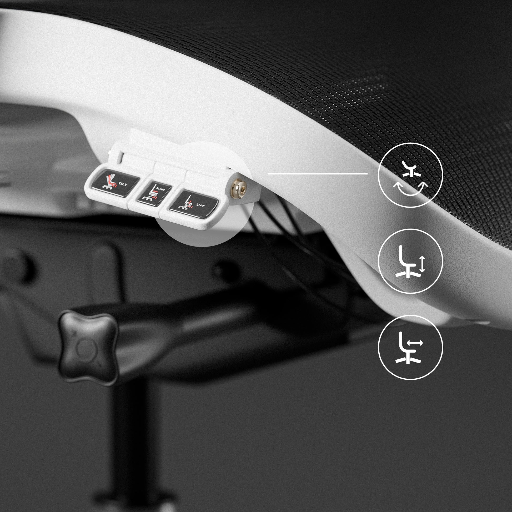 Krēsls V - Co 126-137/69/49,5 cm melns/balts - N1 Home