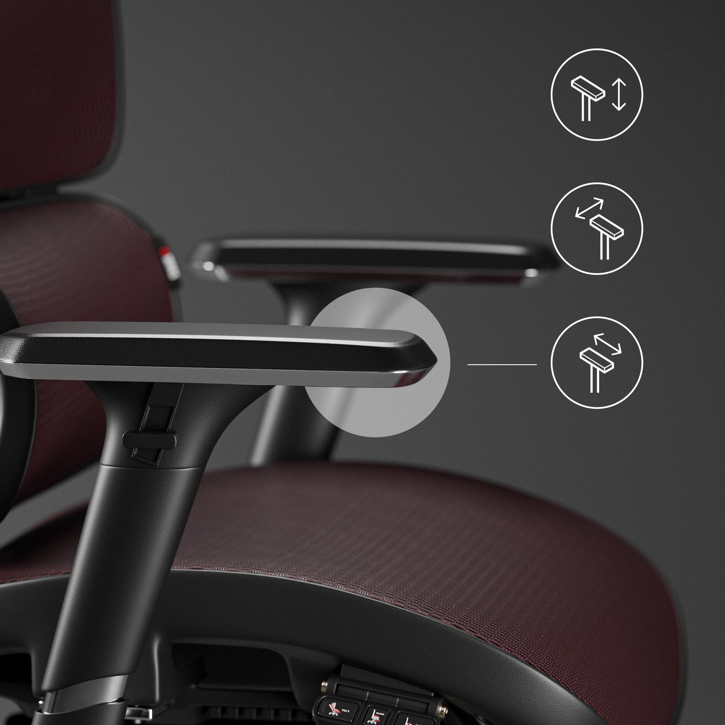 Krēsls V - Co 126-137/69/49,5 cm melns/burgunds - N1 Home