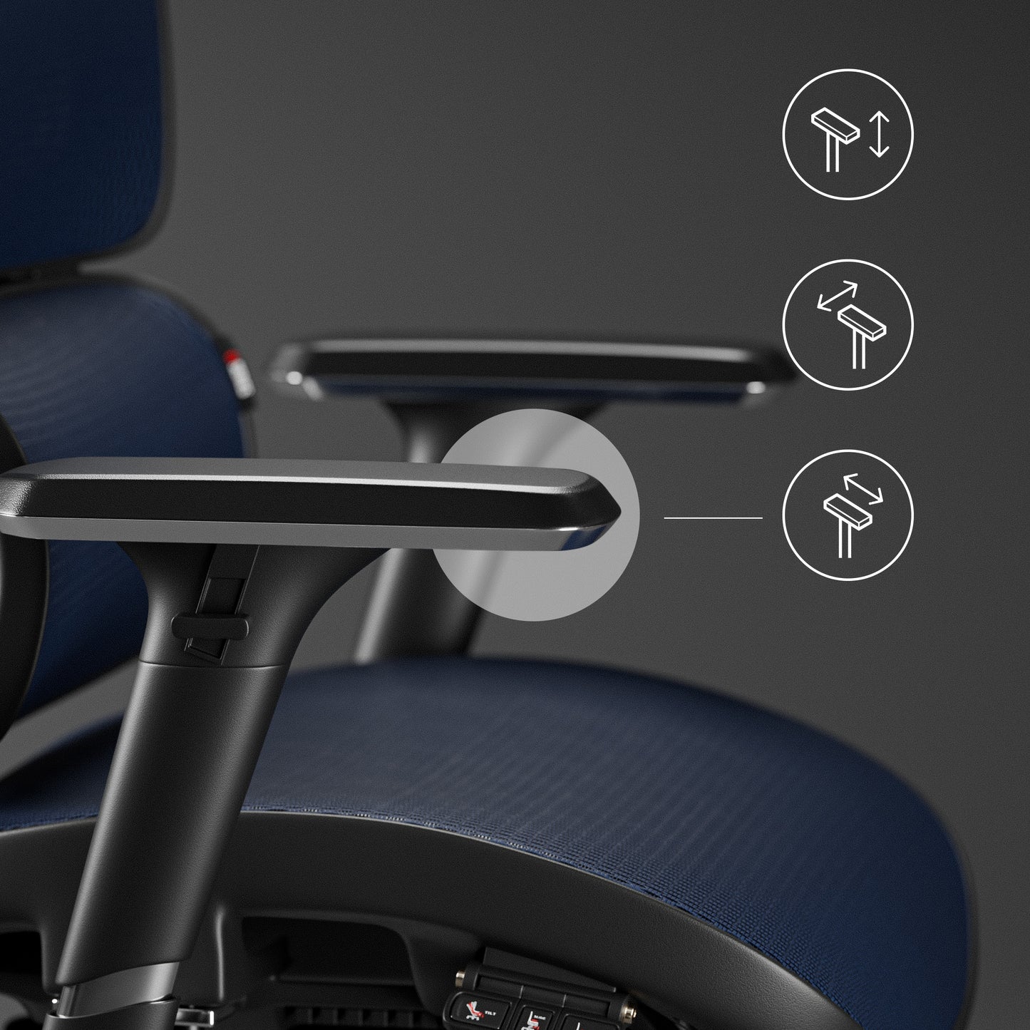 Krēsls V - Co 126-137/69/49,5 cm melns/zils - N1 Home