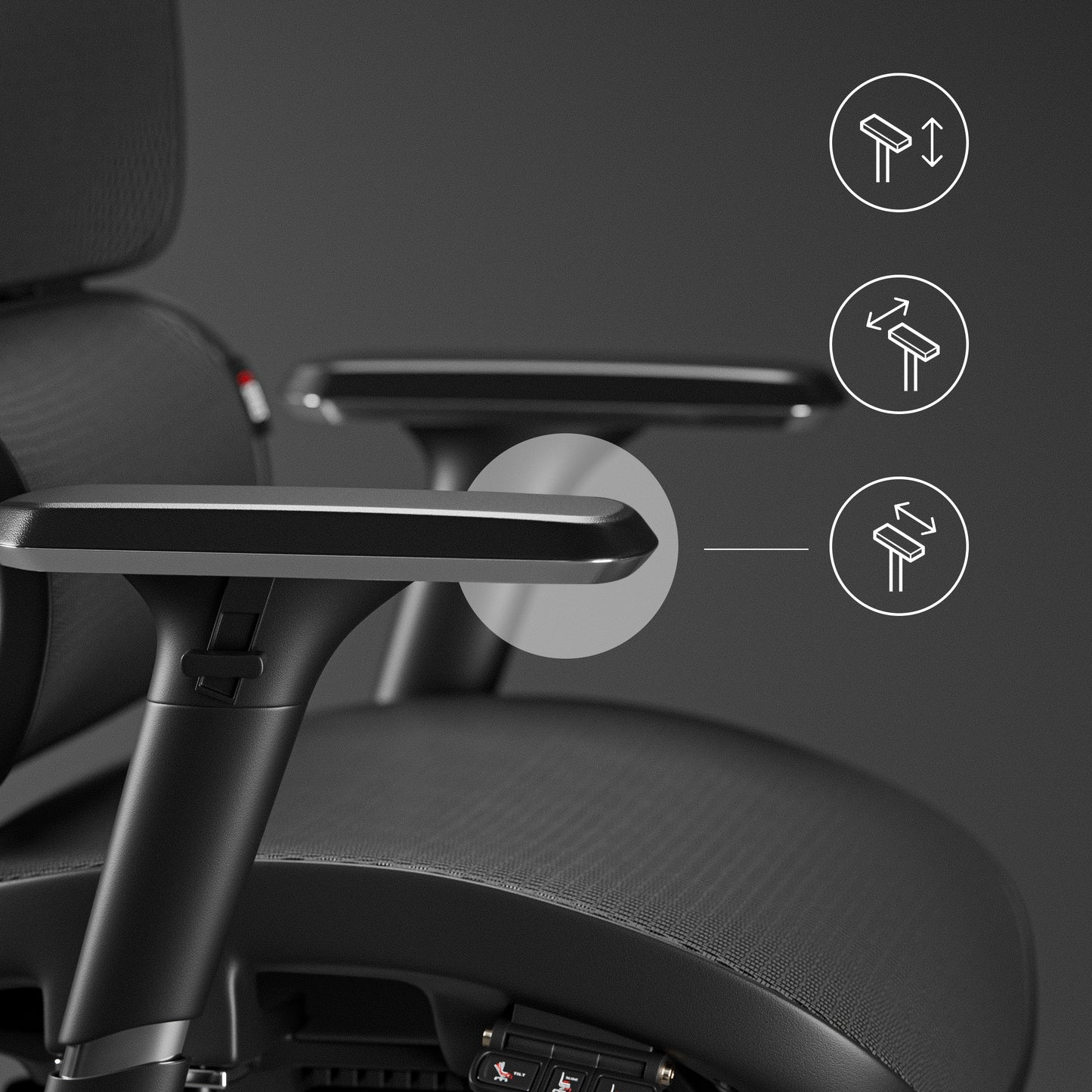 Krēsls V - Co 126-137/69/49,5 cm pelēks/melns - N1 Home