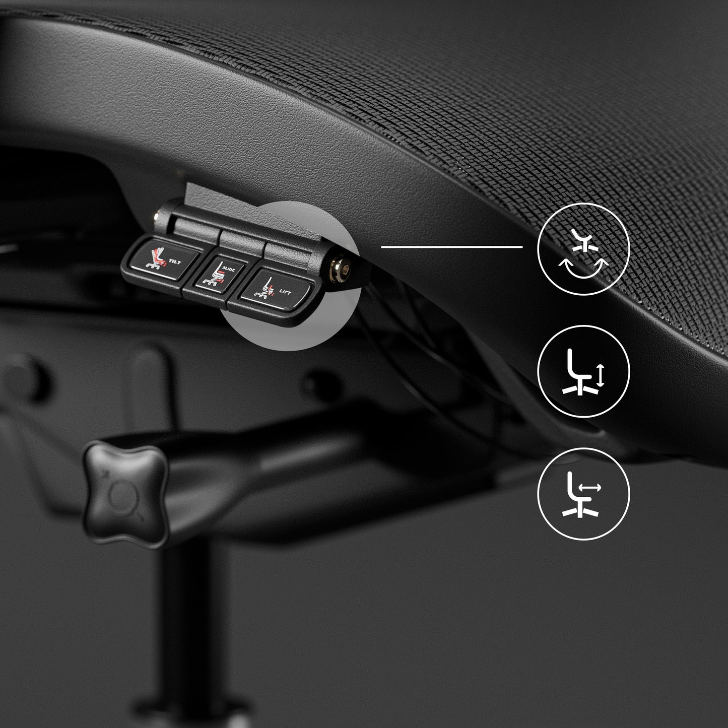 Krēsls V - Co 126-137/69/49,5 cm pelēks/melns - N1 Home