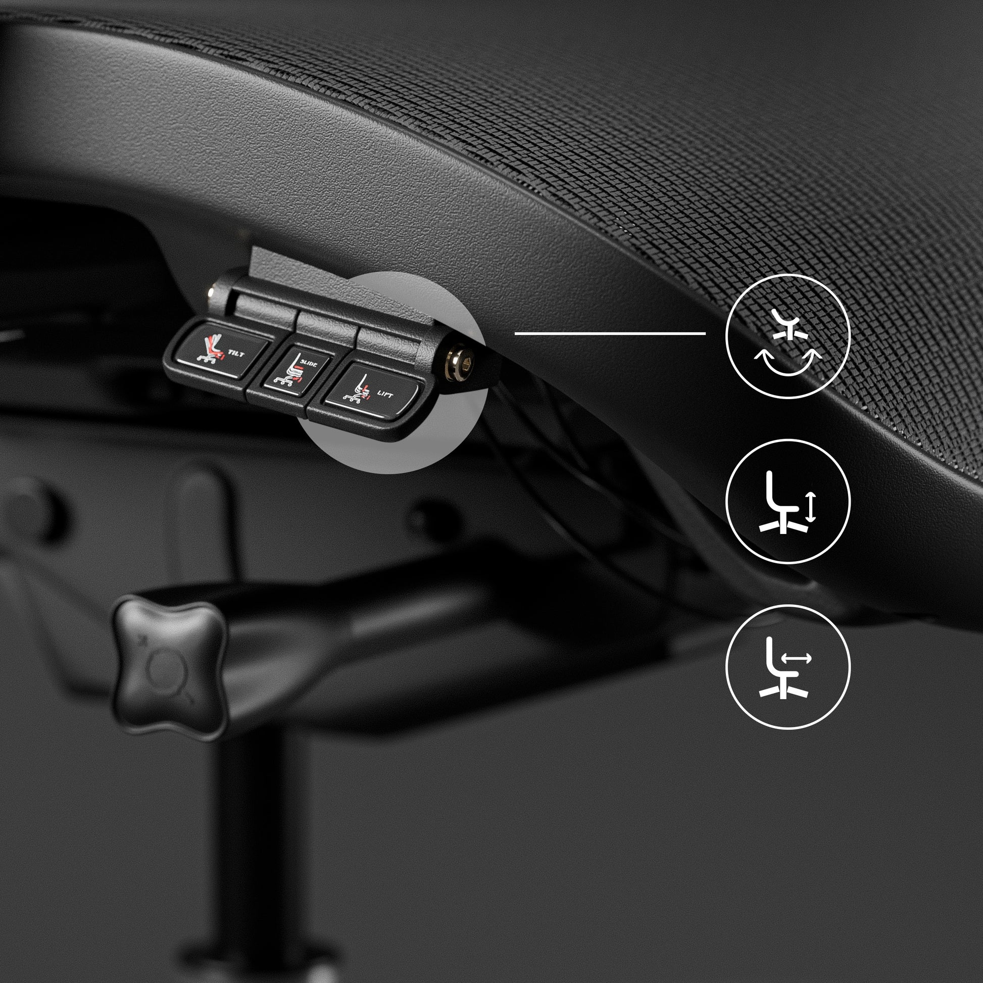 Krēsls V - Co 126-137/69/49,5 cm pelēks/melns - N1 Home