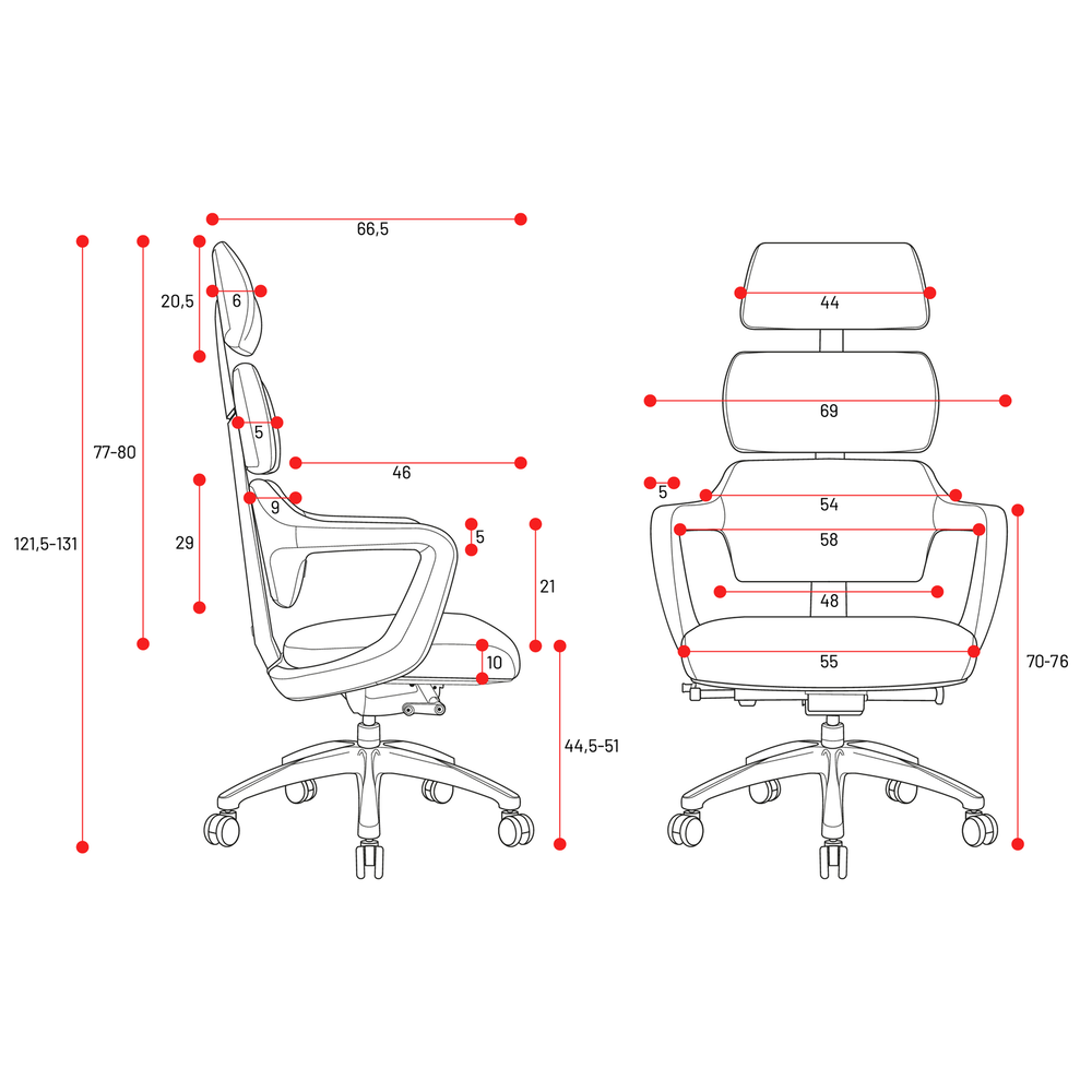 Krēsls V - Mo 121.5-131/55/69 cm melns - N1 Home