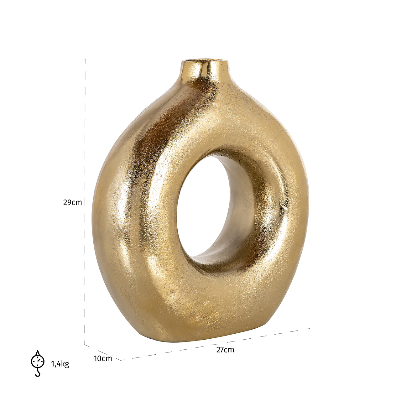 Vāze Richmond Interiors Felice 29/27/10 cm zelts - N1 Home